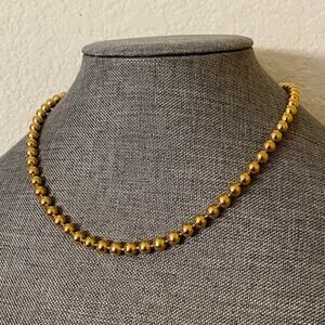 Gorgeous Linked Gold Metal Bead Necklace 18”